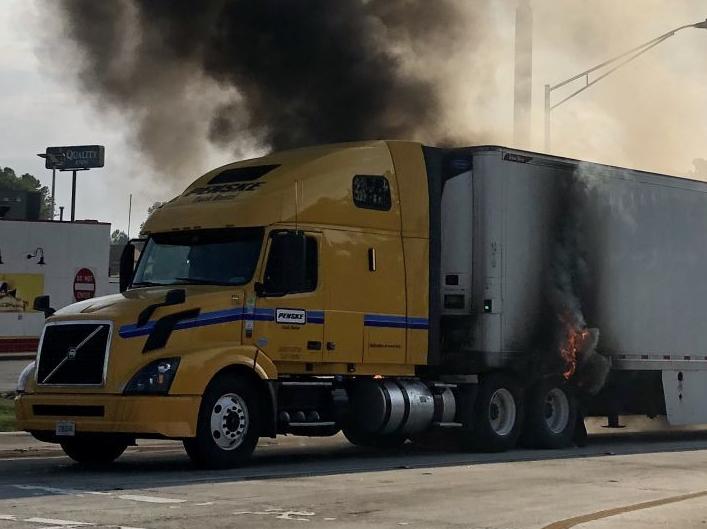 TRACTOR-TRAILER FIRE AT BANKS CROSSING